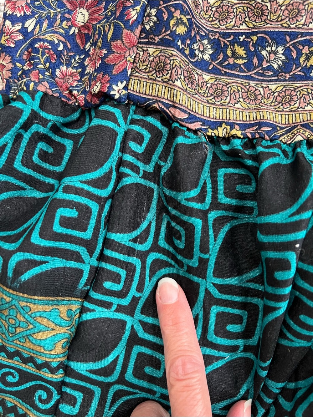 100% Silk Boho Kimono Robe Womens Tie Waist Mixed Print Duster - Picture 14 of 16